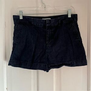 Loft dark wash flat front denim shorts size 6